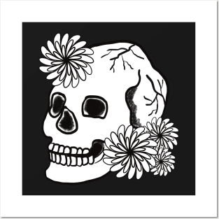 Skull & flowers Posters and Art